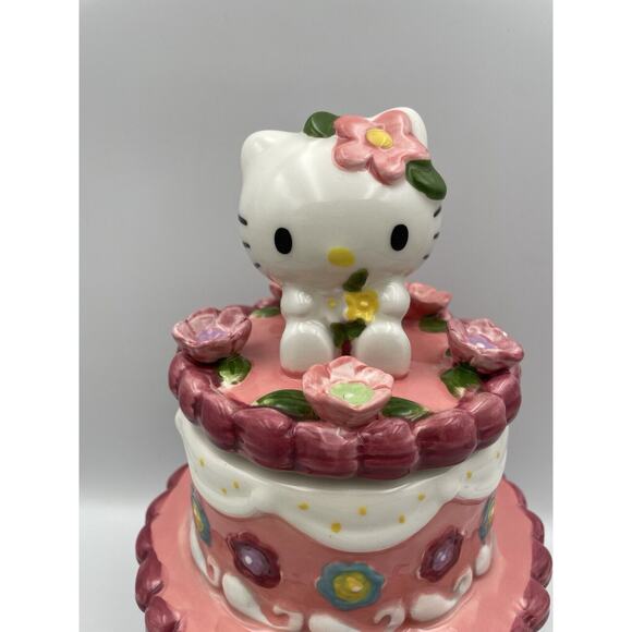 Hello Kitty Blue Sky Clayworks Ceramic Birthday Cake Canister Jar NWT - Picture 3 of 11
